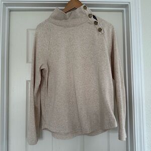 J. Crew Cream Mock Neck Sweater with Button Accents